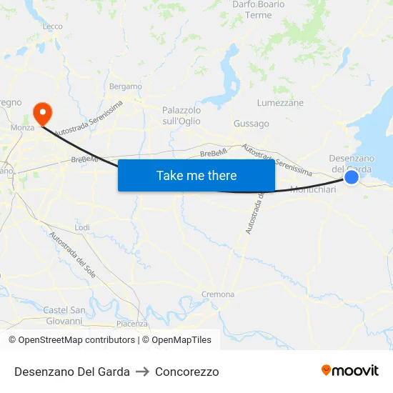 Desenzano del Garda to Concorezzo map