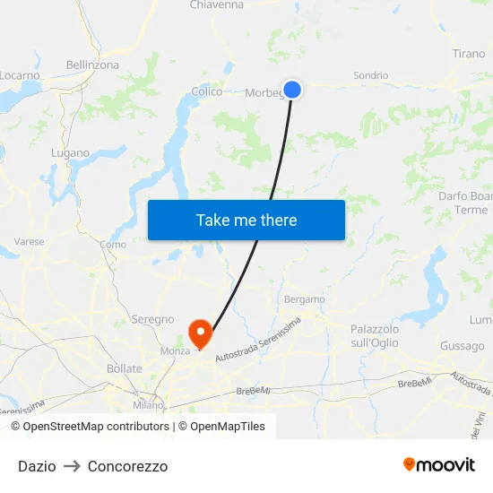 Customs to Concorezzo map