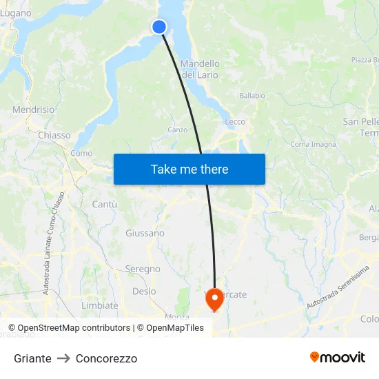 Griante to Concorezzo map