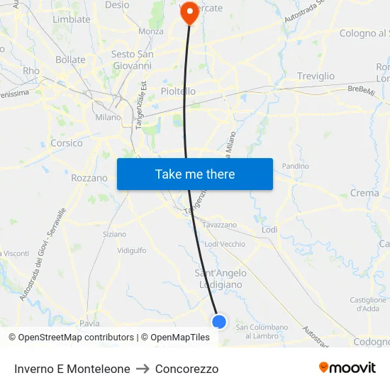 Inverno e Monteleone to Concorezzo map
