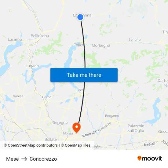 Mese to Concorezzo map
