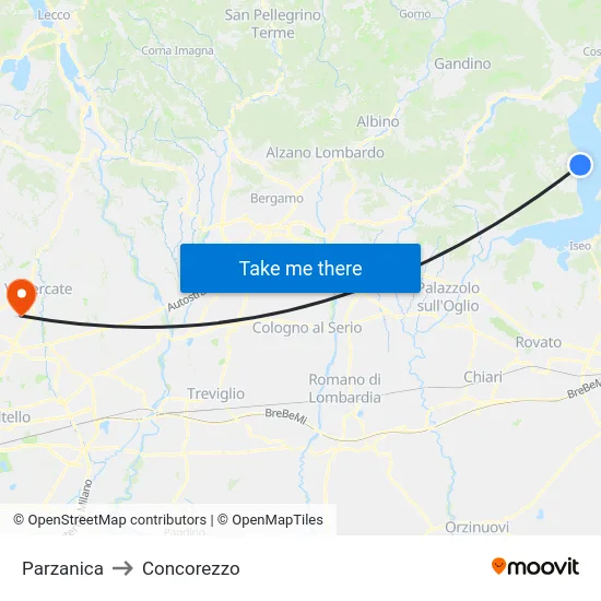 Parzanica to Concorezzo map