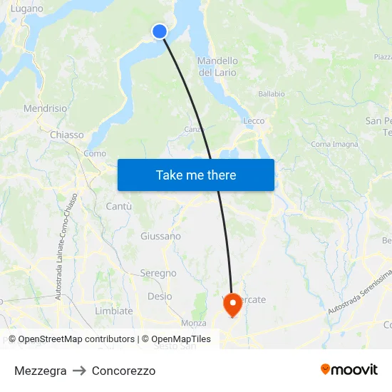 Mezzegra to Concorezzo map
