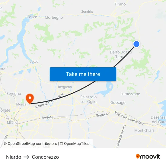 Niardo to Concorezzo map