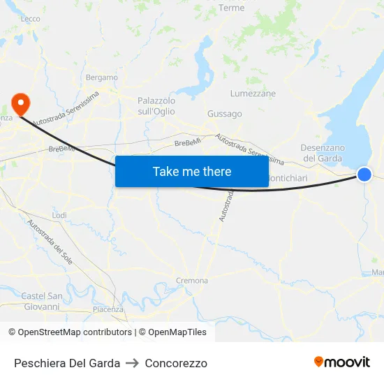 Peschiera Del Garda to Concorezzo map