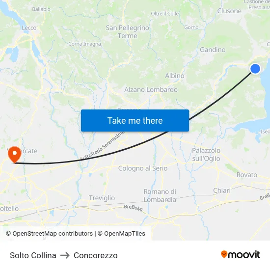 Solto Collina to Concorezzo map