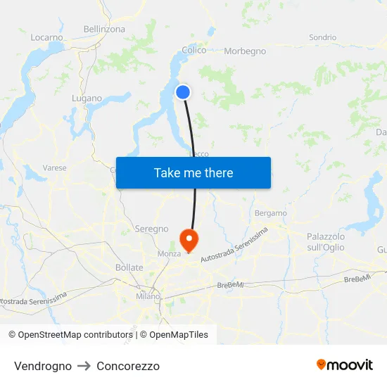 Vendrogno to Concorezzo map
