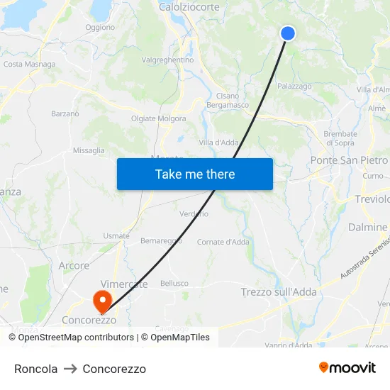 Roncola to Concorezzo map