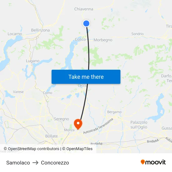 Samolaco to Concorezzo map