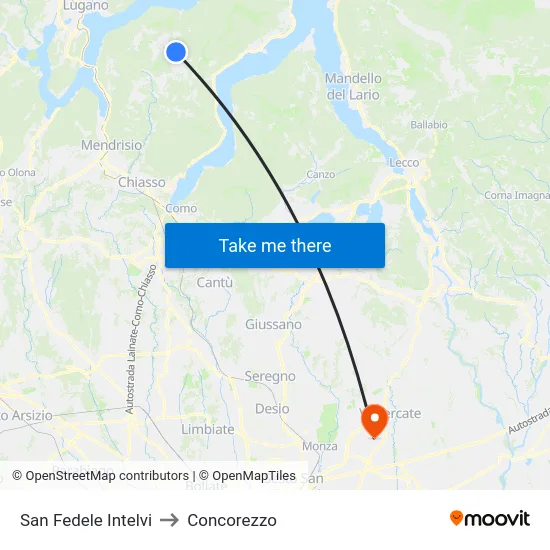 San Fedele Intelvi to Concorezzo map