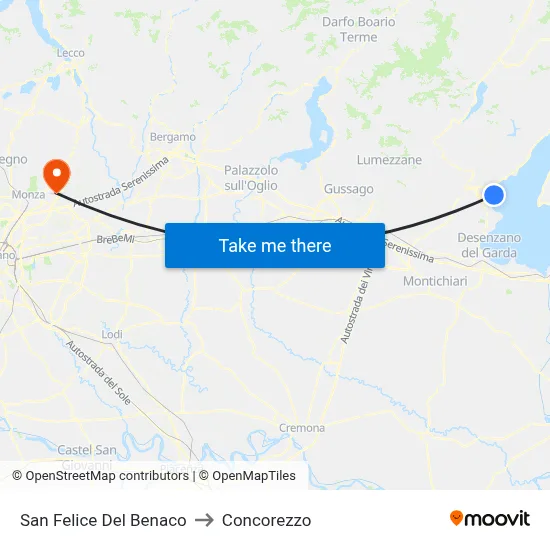 San Felice Del Benaco to Concorezzo map
