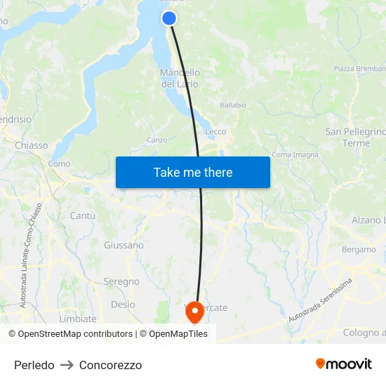 Perledo to Concorezzo map