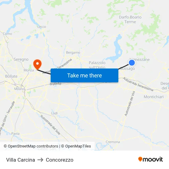 Villa Carcina to Concorezzo map