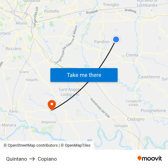Quintano to Copiano map