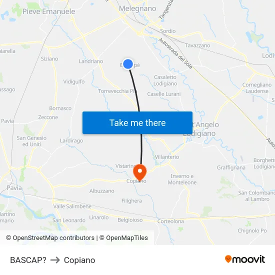 Bascap to Copiano map