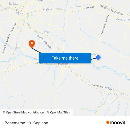 Bonemerse to Copiano map