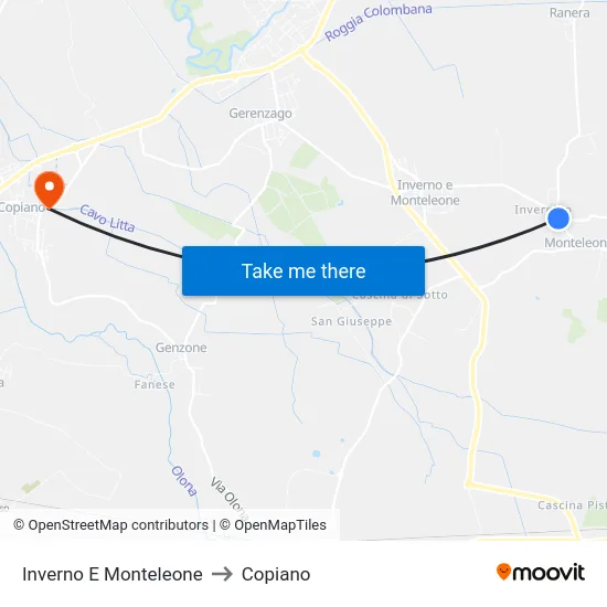 Inverno e Monteleone to Copiano map