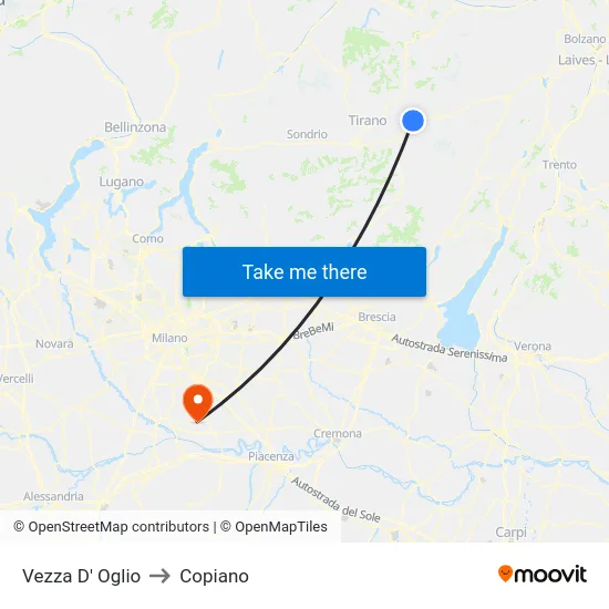 Vezza D' Oglio to Copiano map