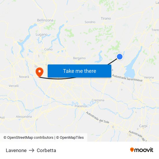 Lavenone to Corbetta map