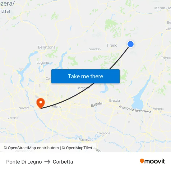 Ponte Di Legno to Corbetta map