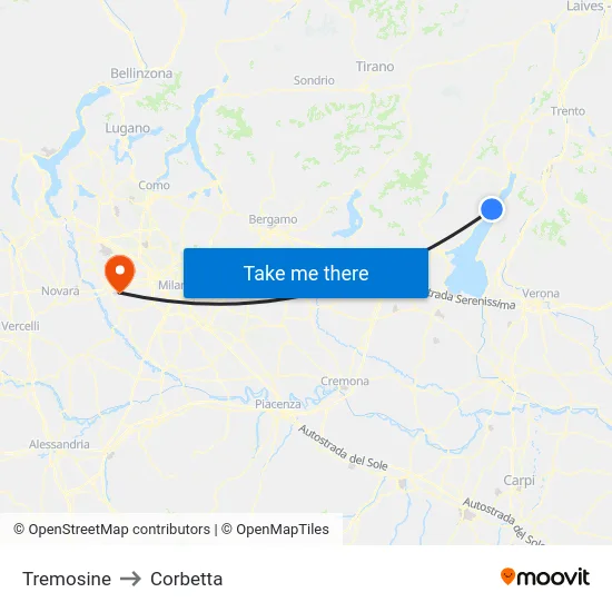 Tremosine to Corbetta map