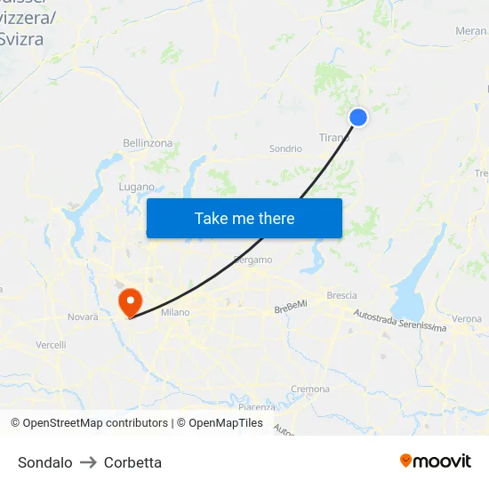 Sondalo to Corbetta map