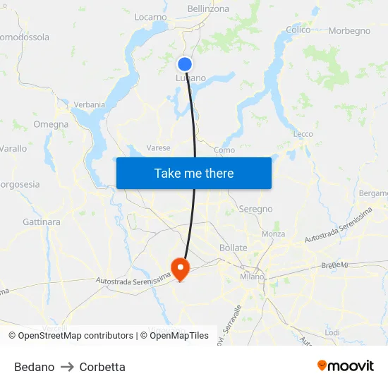 Bedano to Corbetta map