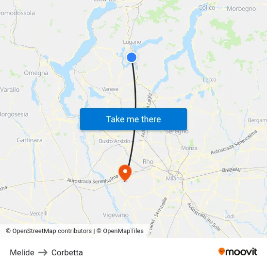Melide to Corbetta map