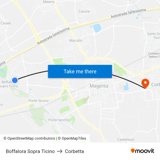 Boffalora Sopra Ticino to Corbetta map