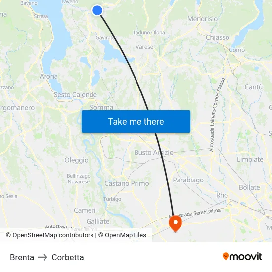 Brenta to Corbetta map