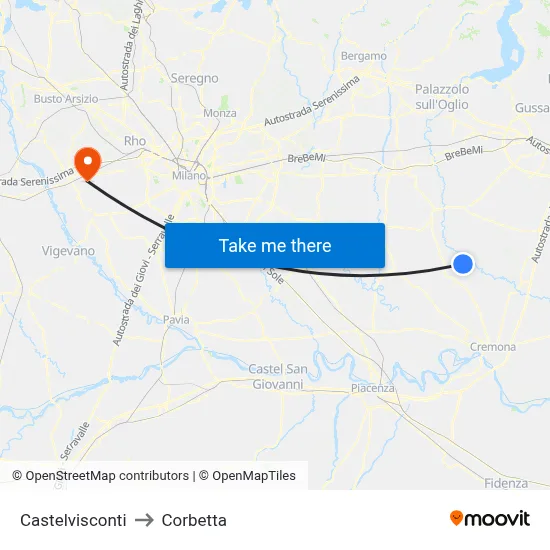 Castelvisconti to Corbetta map