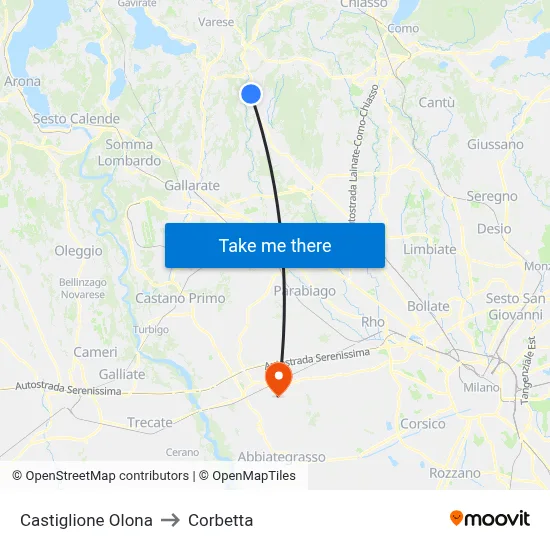 Castiglione Olona to Corbetta map