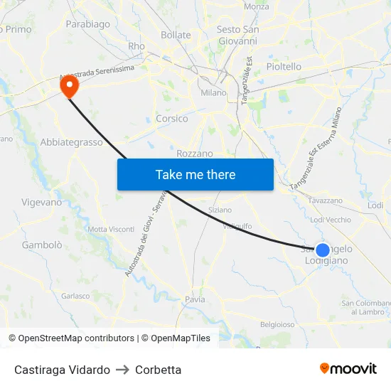 Castiraga Vidardo to Corbetta map