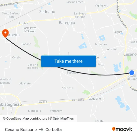 Cesano Boscone to Corbetta map