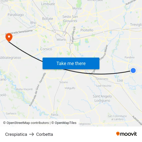 Crespiatica to Corbetta map