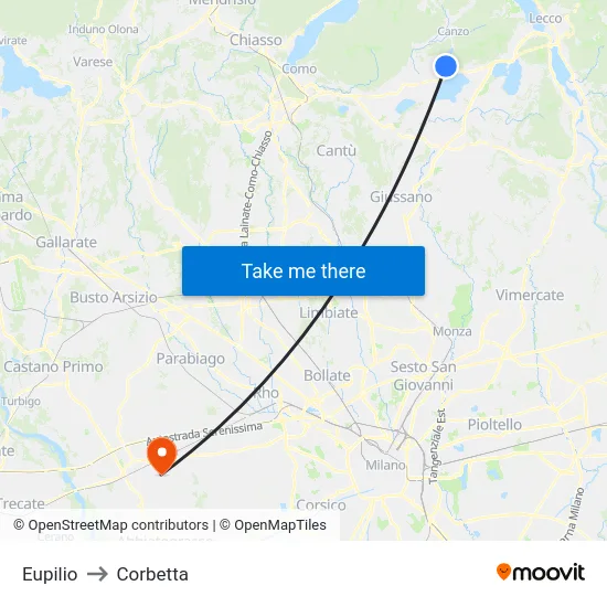 Eupilio to Corbetta map
