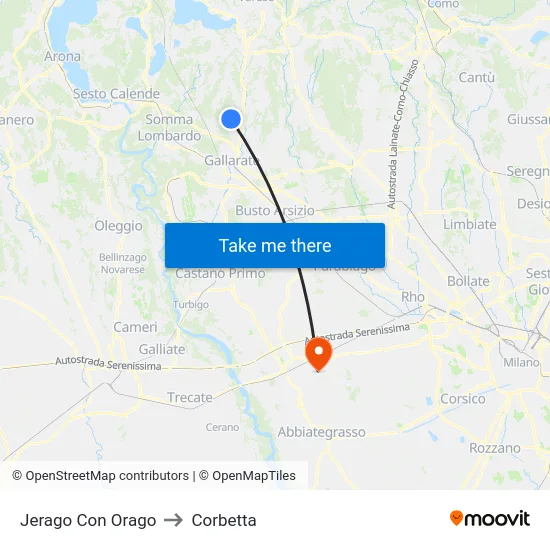 Jerago con Orago to Corbetta map