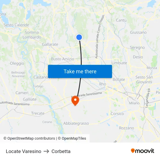Locate Varesino to Corbetta map