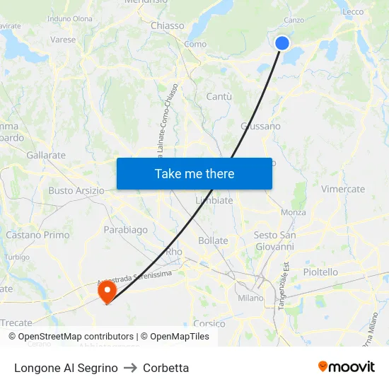 Longone Al Segrino to Corbetta map