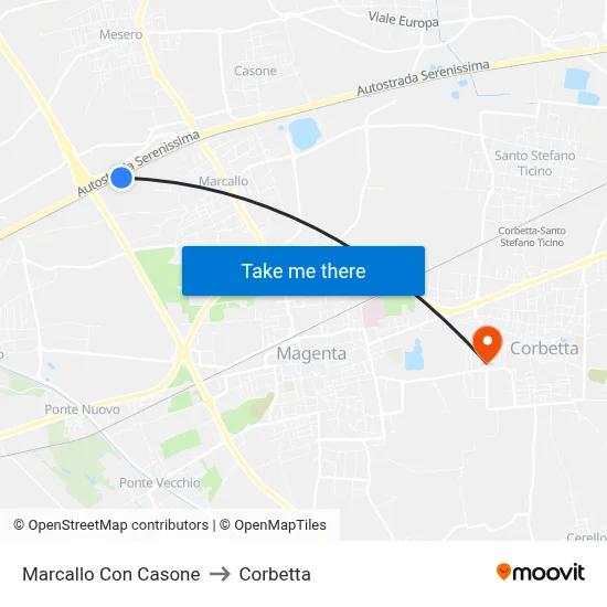 Marcallo con Casone to Corbetta map