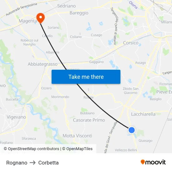 Rognano to Corbetta map