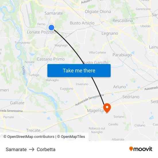 Samarate to Corbetta map