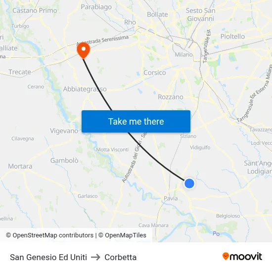 San Genesio Ed Uniti to Corbetta map