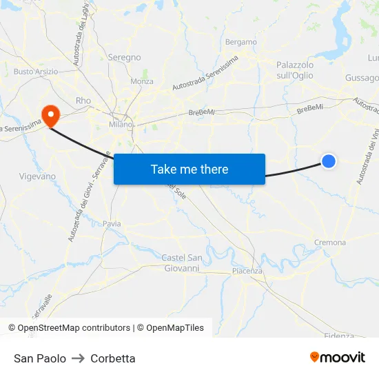 San Paolo to Corbetta map