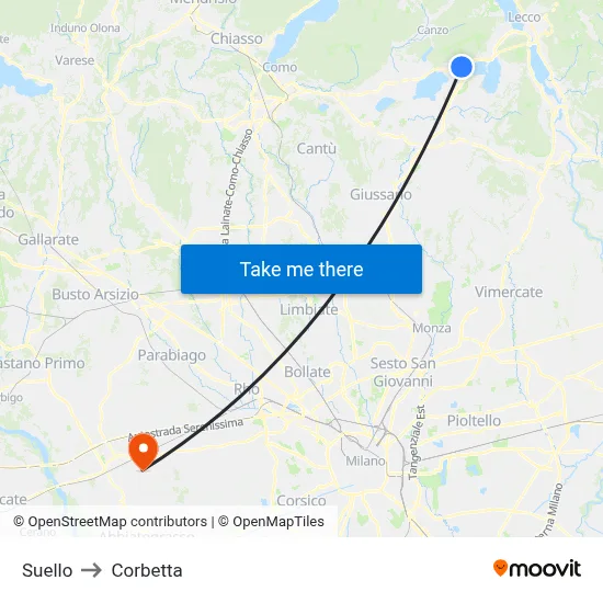 Suello to Corbetta map