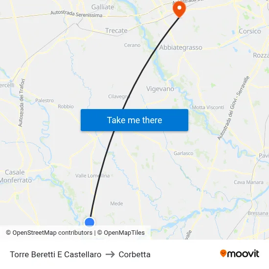 Torre Beretti e Castellaro to Corbetta map
