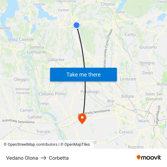 Vedano Olona to Corbetta map