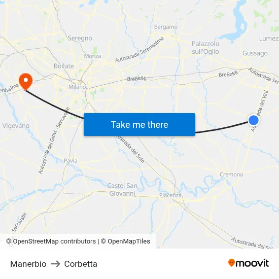 Manerbio to Corbetta map