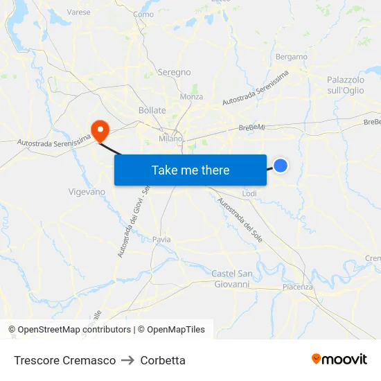 Trescore Cremasco to Corbetta map
