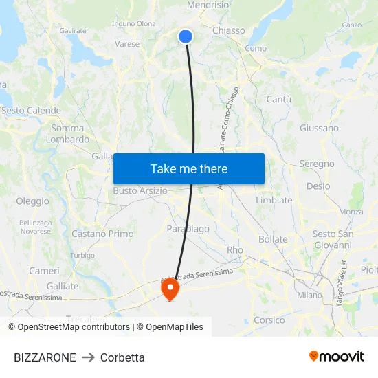 BIZZARONE to Corbetta map